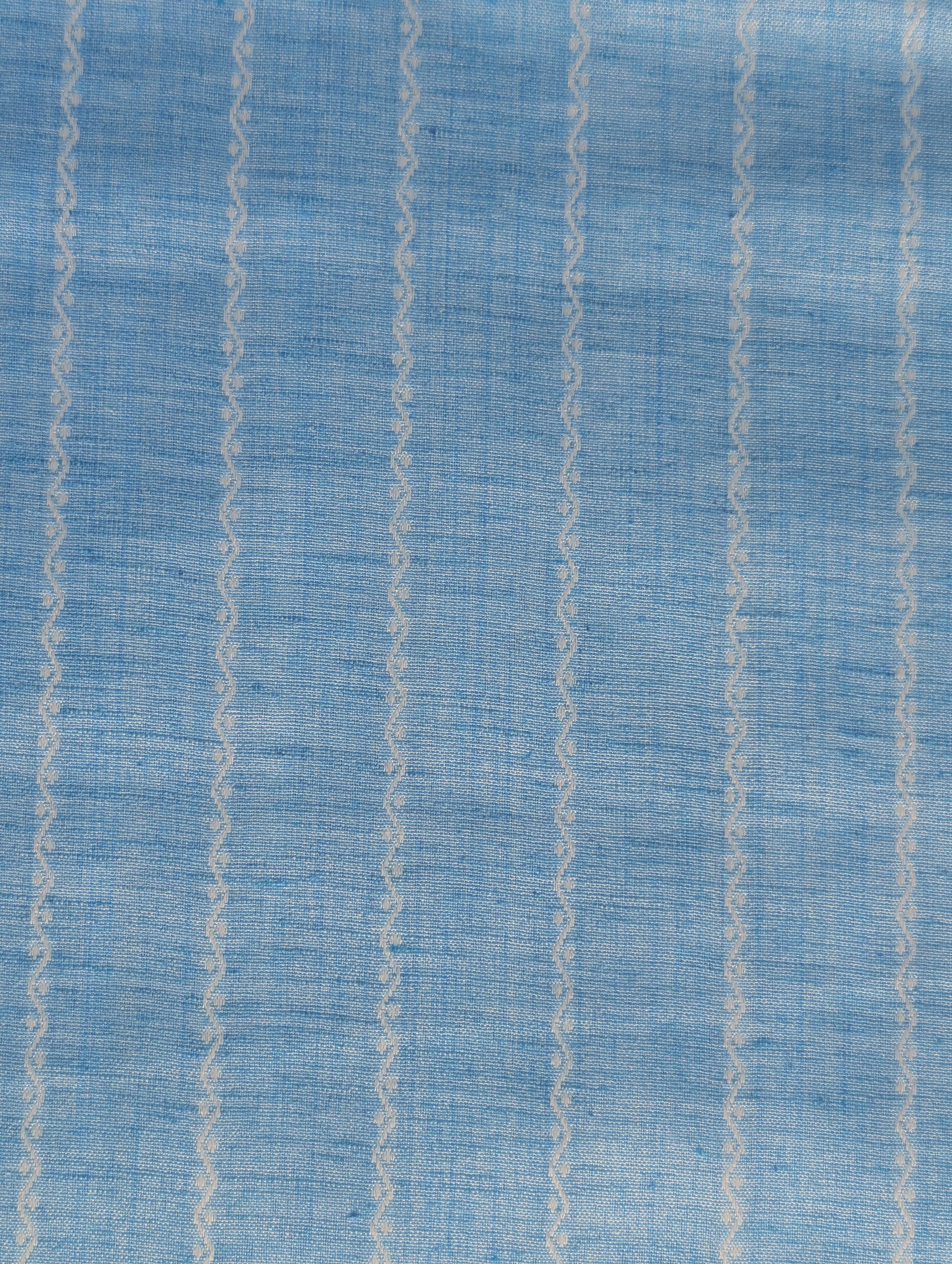 Light Blue Stripes Blended Cotton Jacquard Yarn Dyed Fabric
