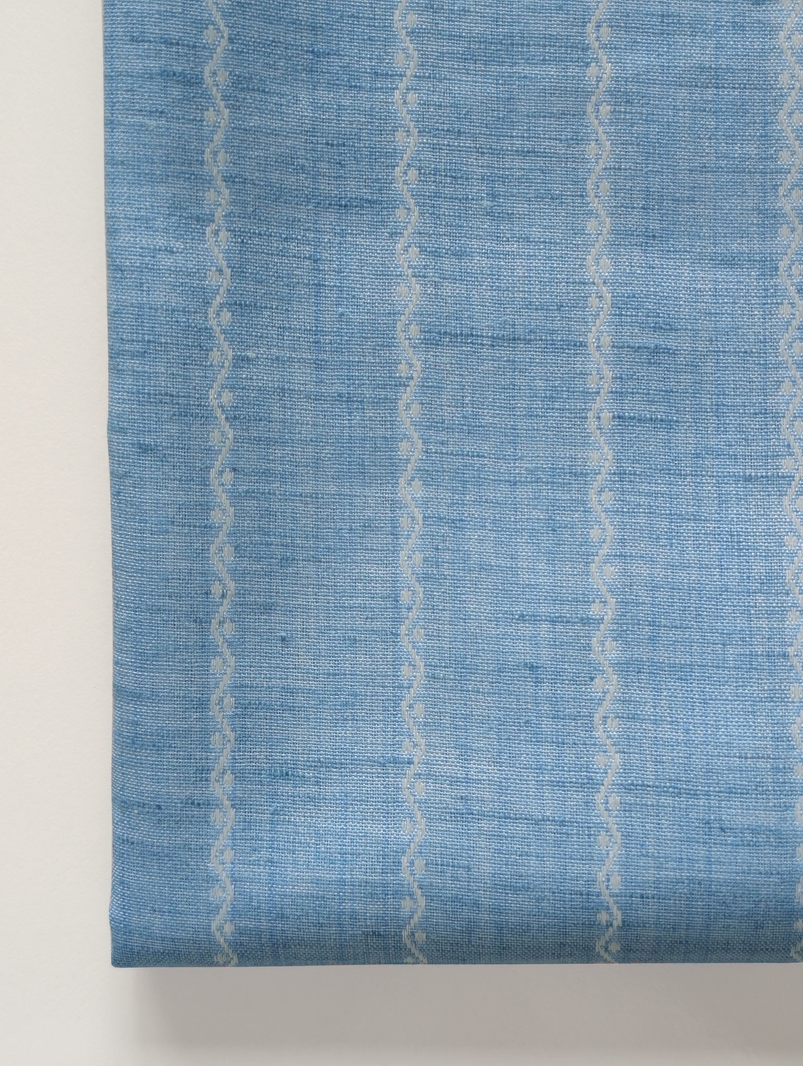 Light Blue Stripes Blended Cotton Jacquard Yarn Dyed Fabric
