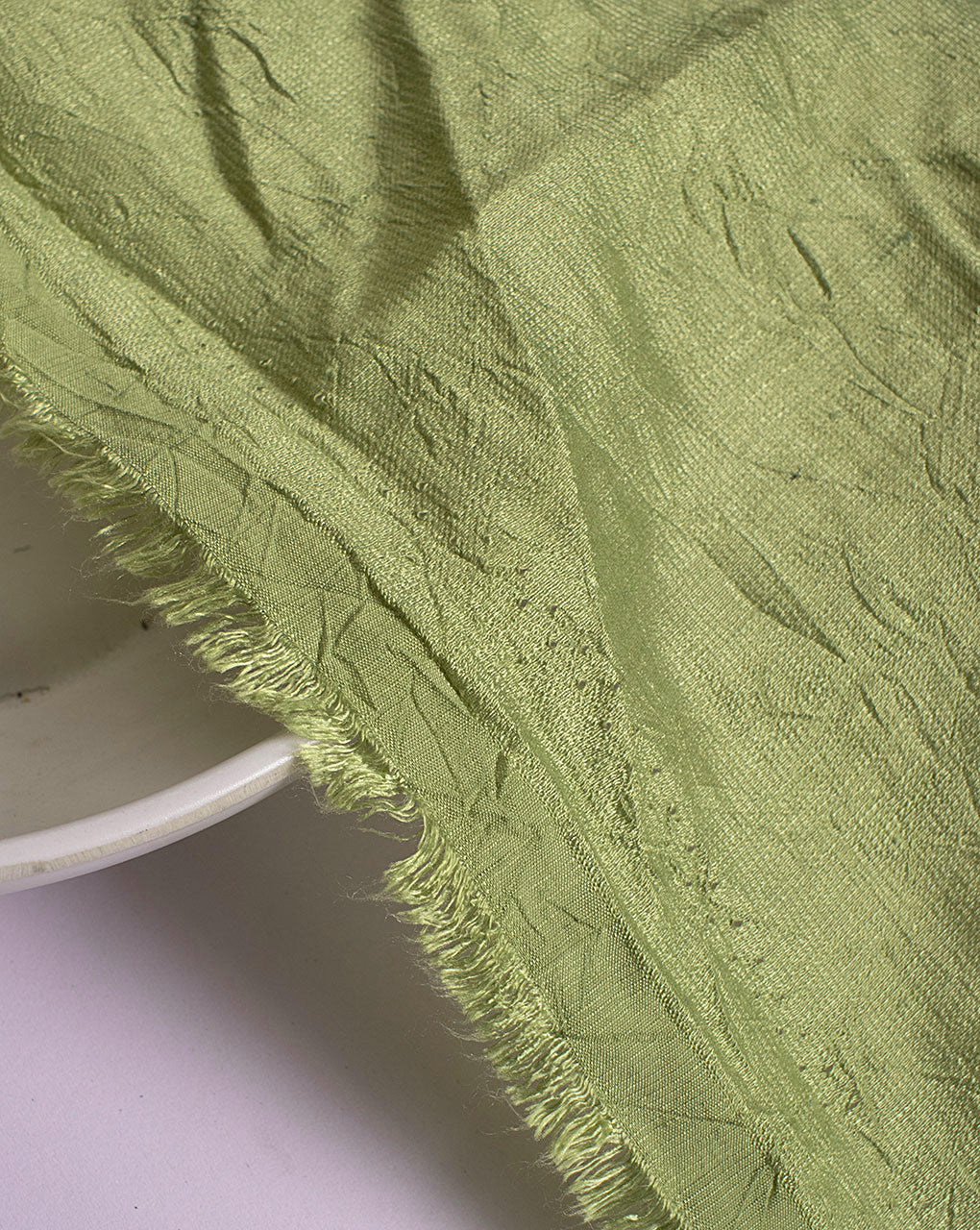 Green Poly Slub Crushed Mill Dyed Fabric - 9.5 kg