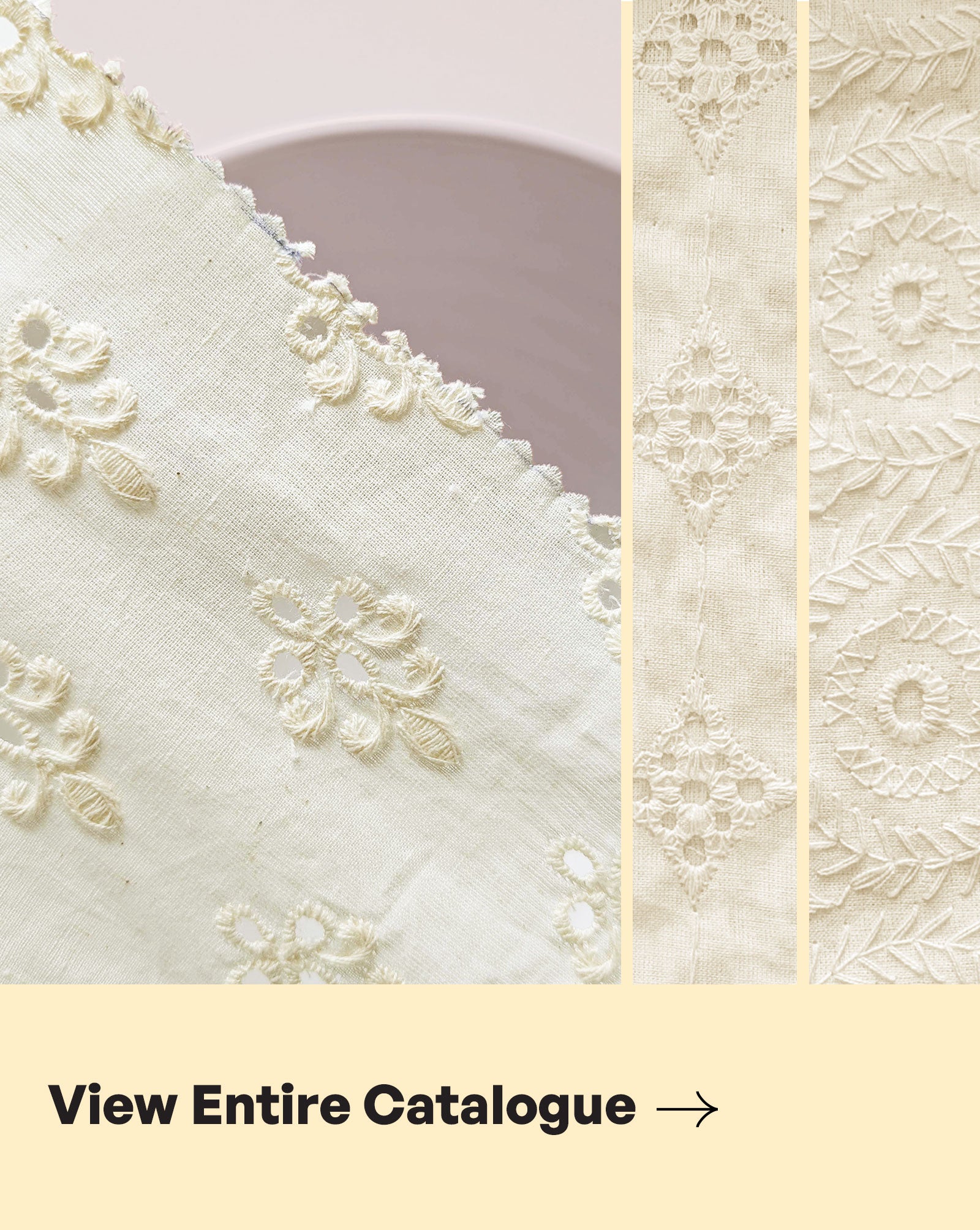 Schiffli Embroidery Cotton Fabric 46" (Greige) - 005 Online