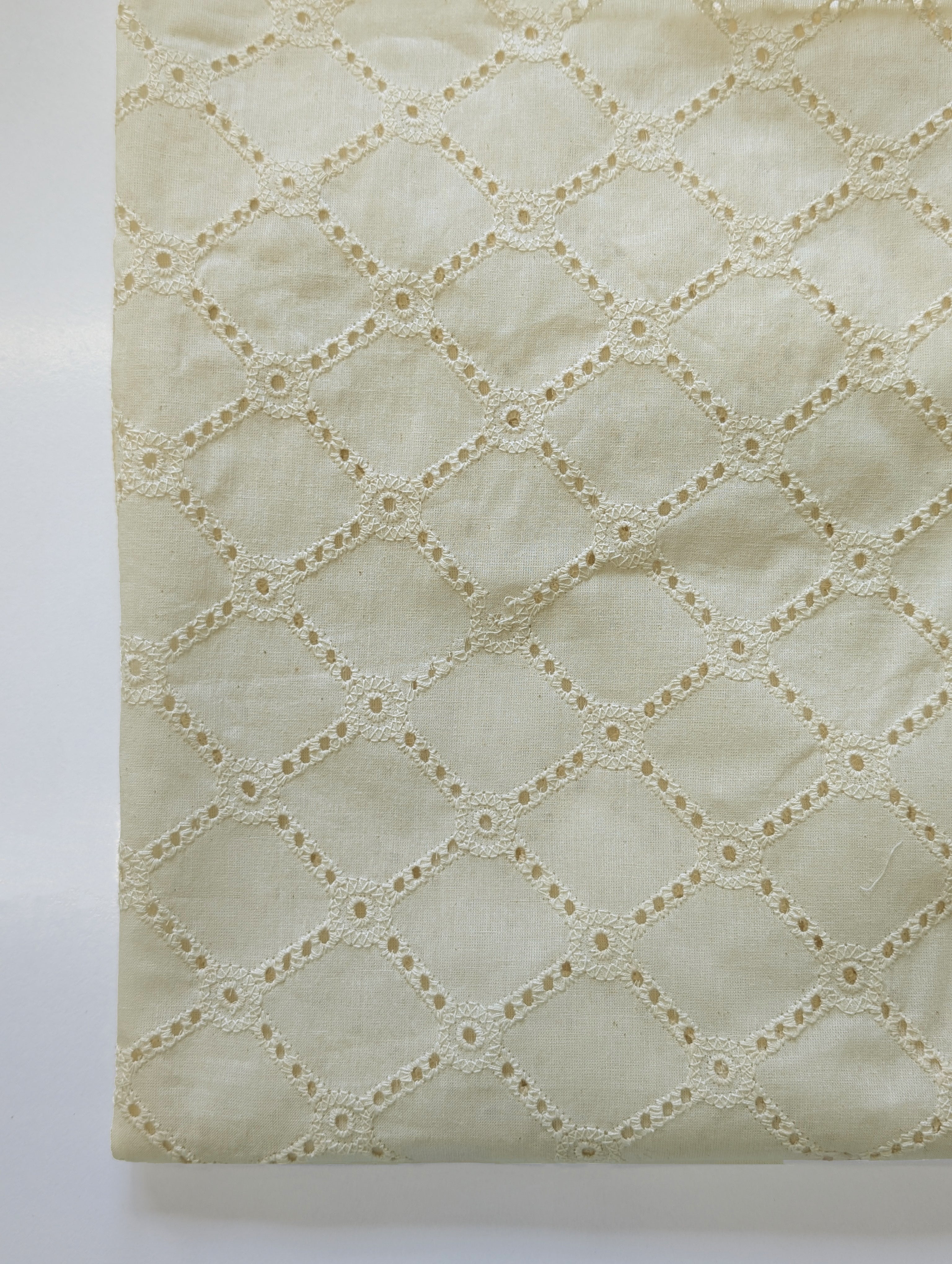 Schiffli Embroidery Cotton Fabric 46" (Greige) - 005 Buy Online