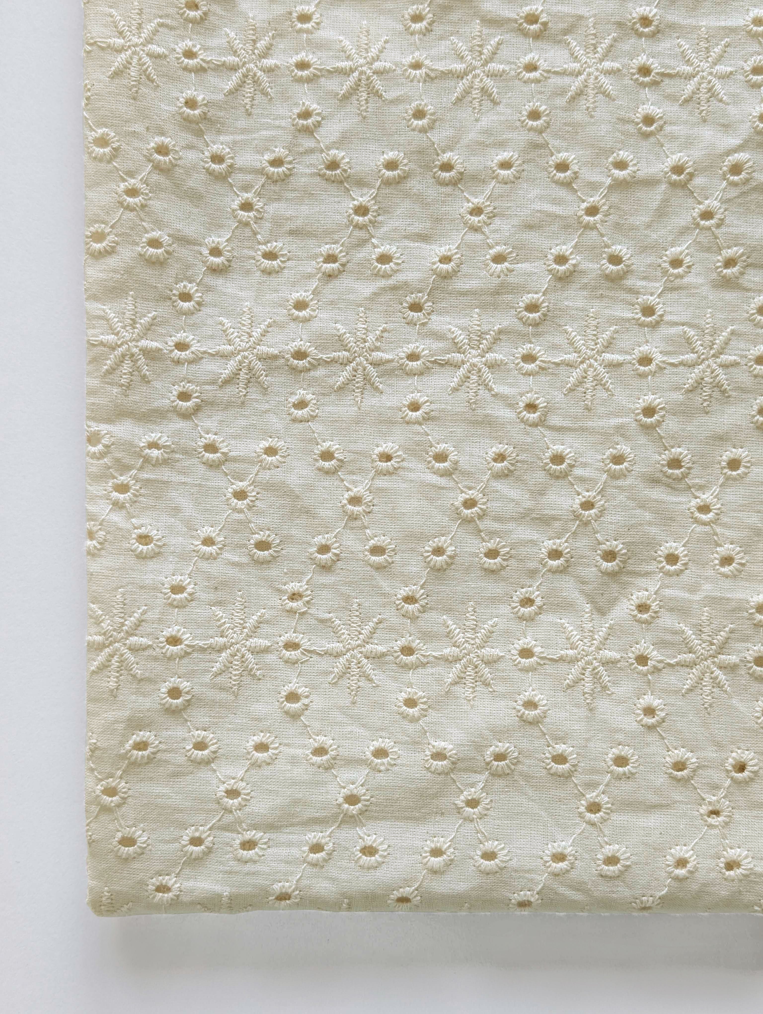 Shop Schiffli Embroidery Cotton Fabric (Greige) - 004 Online