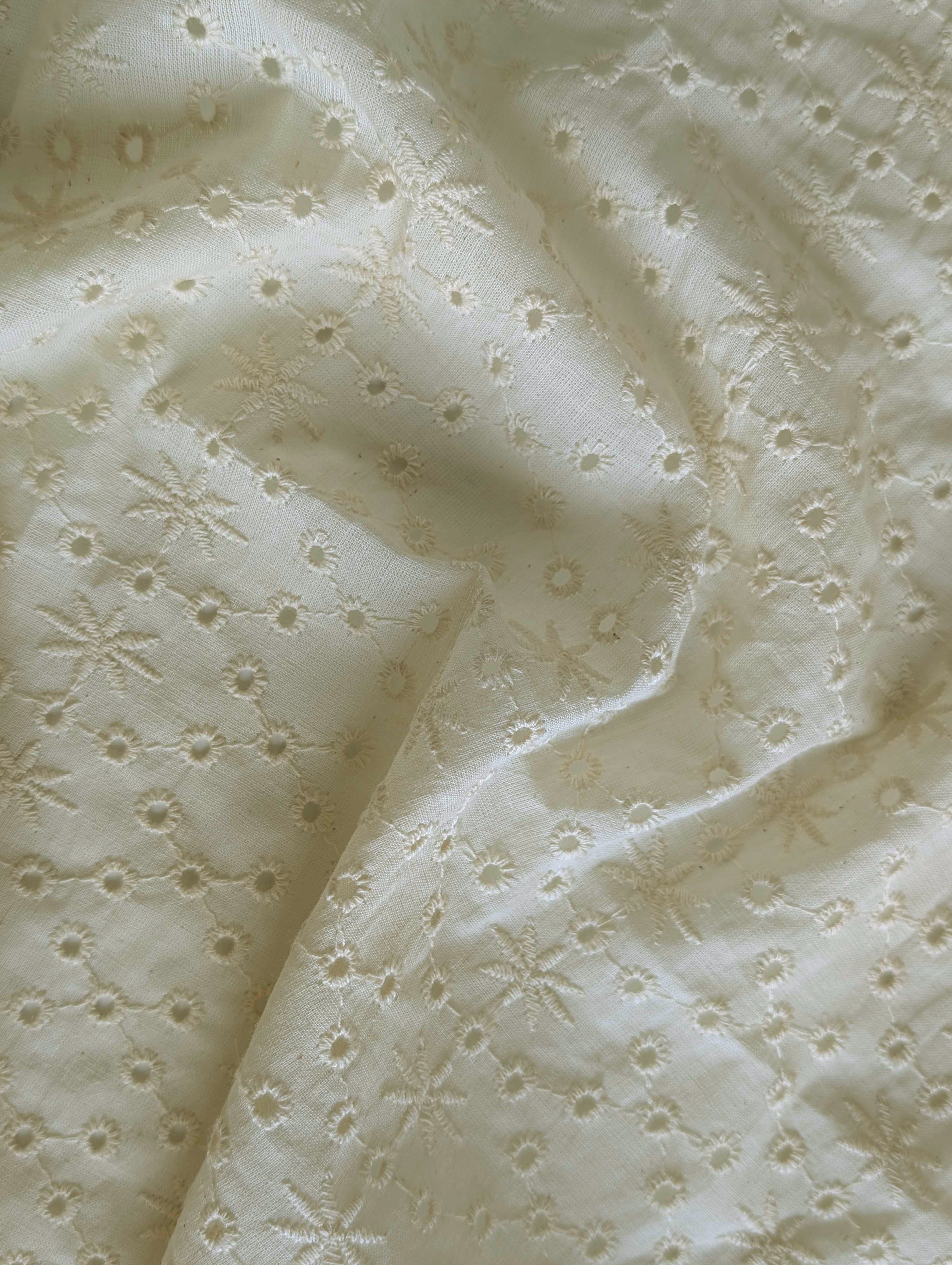 Schiffli Embroidery Cotton Fabric (Greige) - 004 Order Now