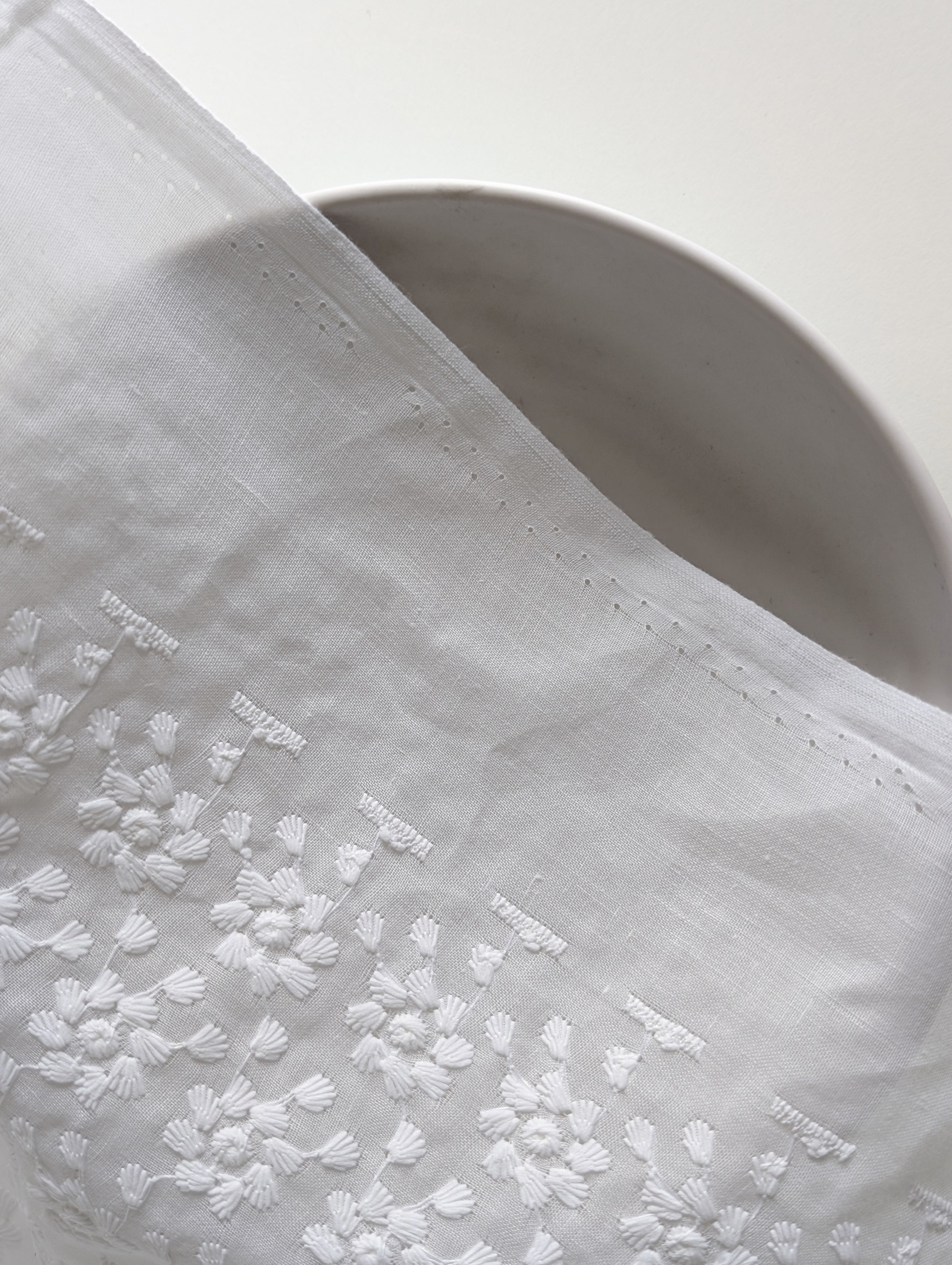 Buy Schiffli Blended Cotton Embroidery Fabric (Bleached) Online Now