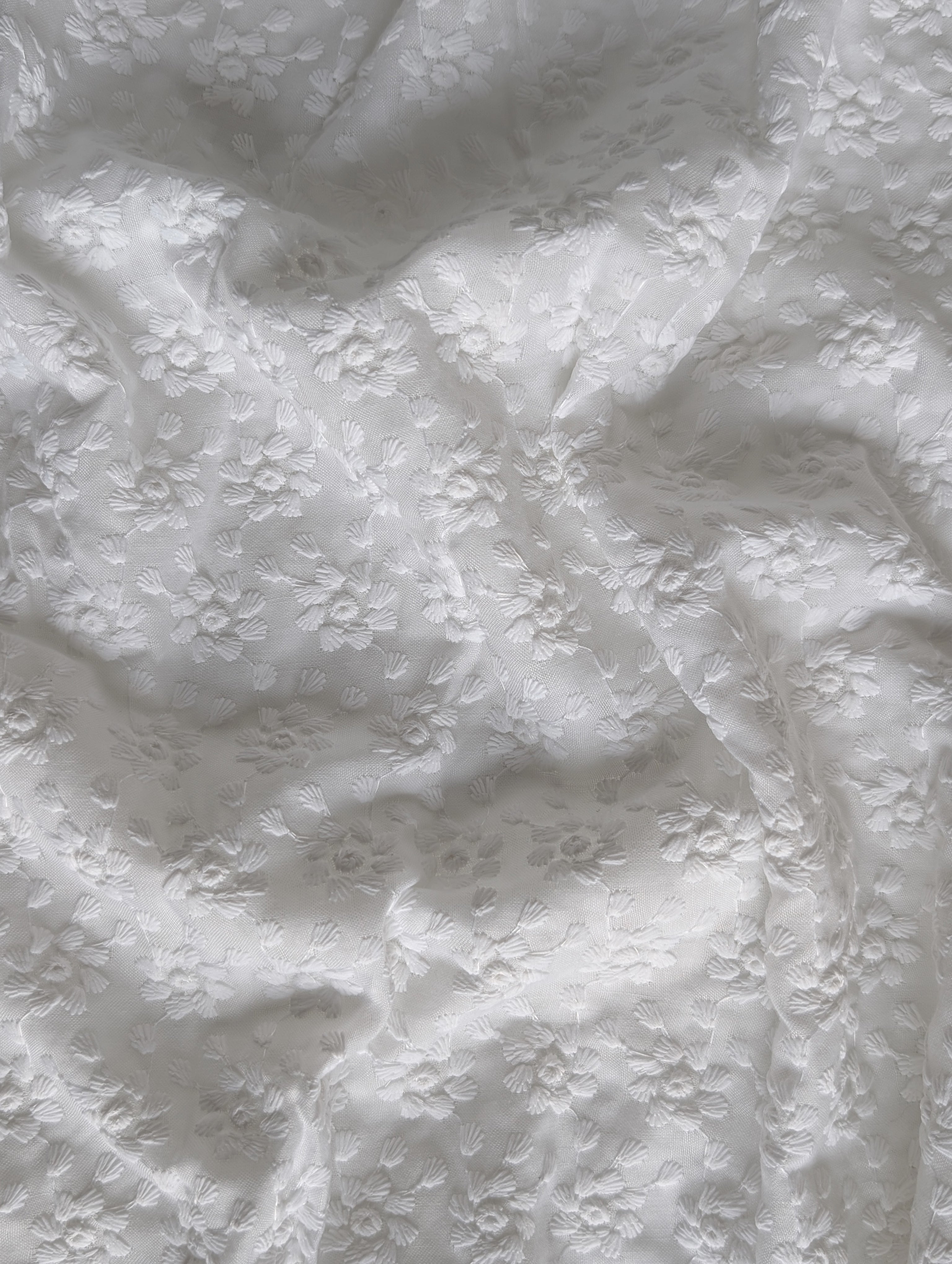 Shop Schiffli Blended Cotton Embroidery Fabric (Bleached) Online