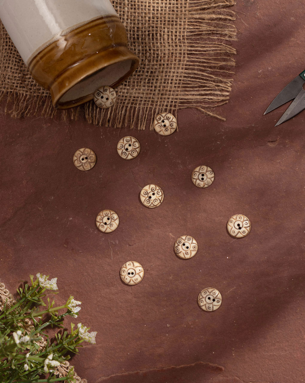 Engraved Bone Buttons ( Set Of 6 ) - Fabriclore.com