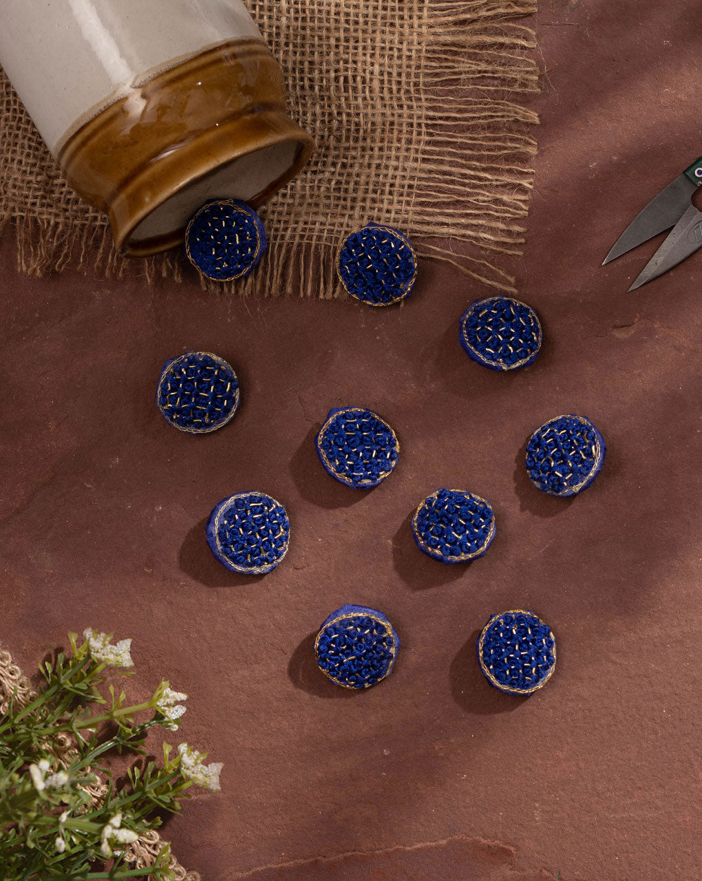 French Knot Hand Embroiderd Button - Fabriclore.com