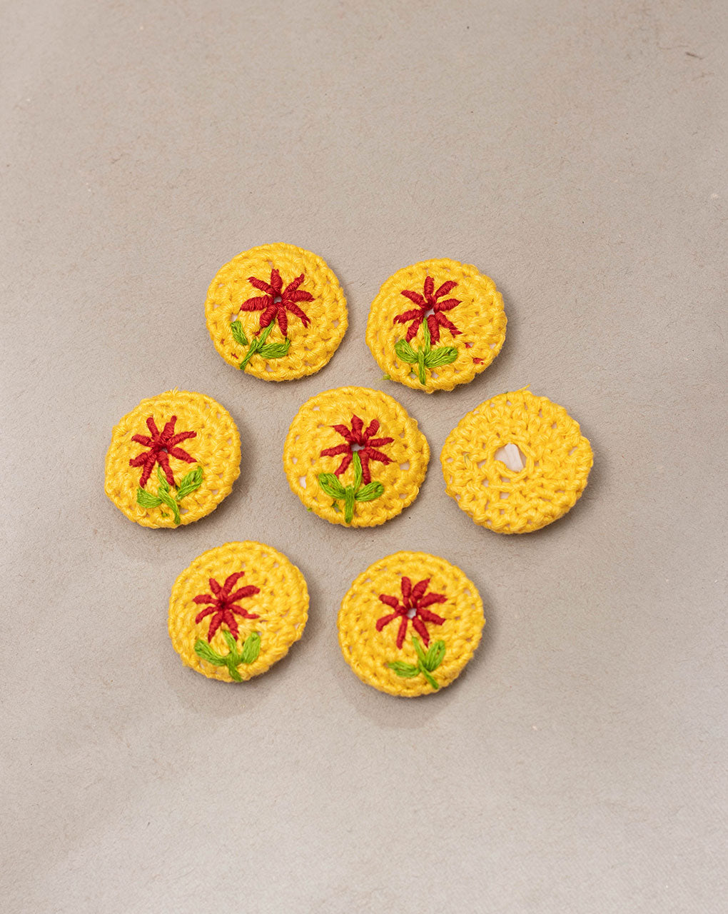 Floral Crochet Hand Embroidered Button - Fabriclore.com