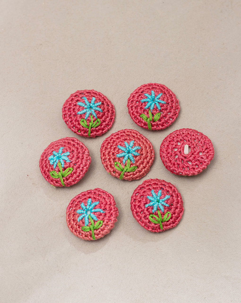 Floral Crochet Hand Embroidered Button - Fabriclore.com