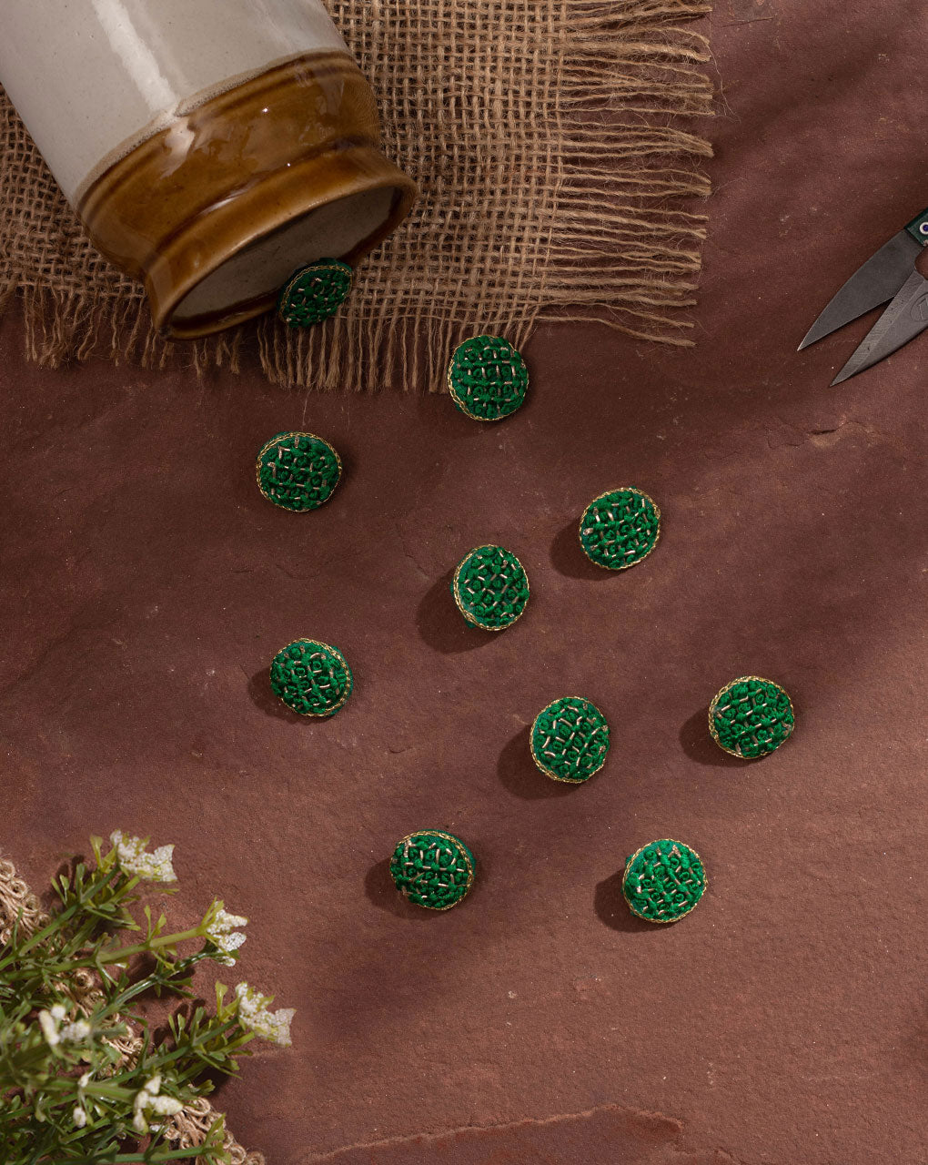 French Knot Hand Embroiderd Button - Fabriclore.com