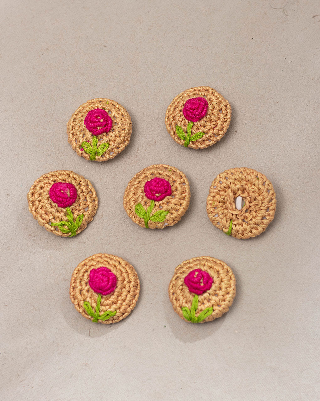 Floral Crochet Hand Embroidered Button - Fabriclore.com