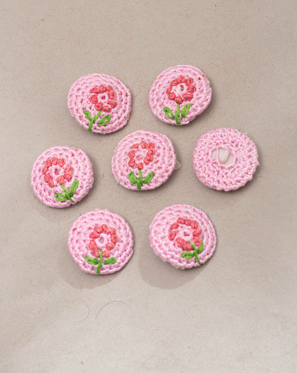 Floral Crochet Hand Embroidered Button - Fabriclore.com