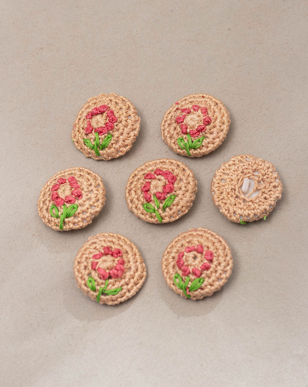 Floral Crochet Hand Embroidered Button - Fabriclore.com