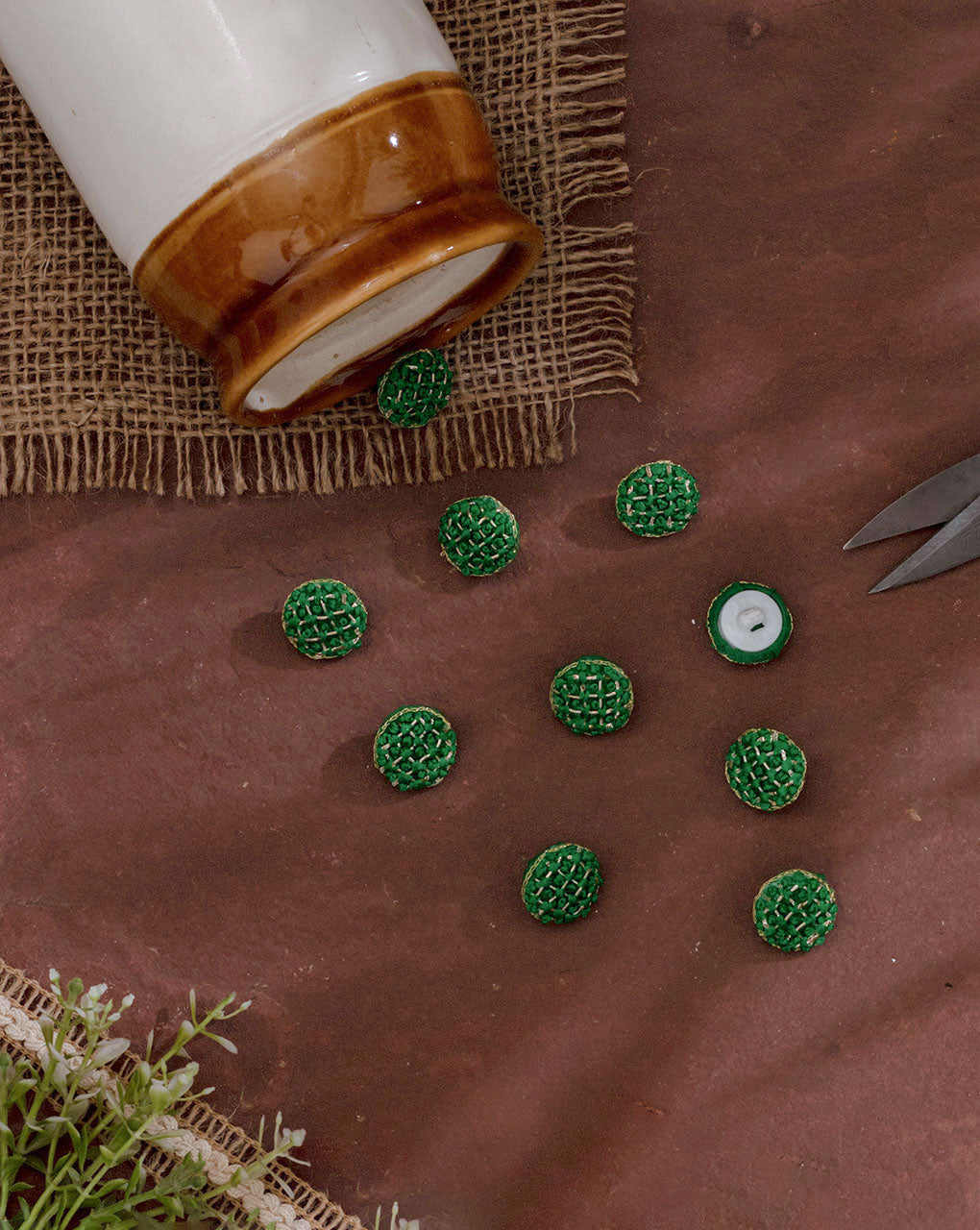 French Knot Hand Embroiderd Button ( Single Piece ) - Fabriclore.com