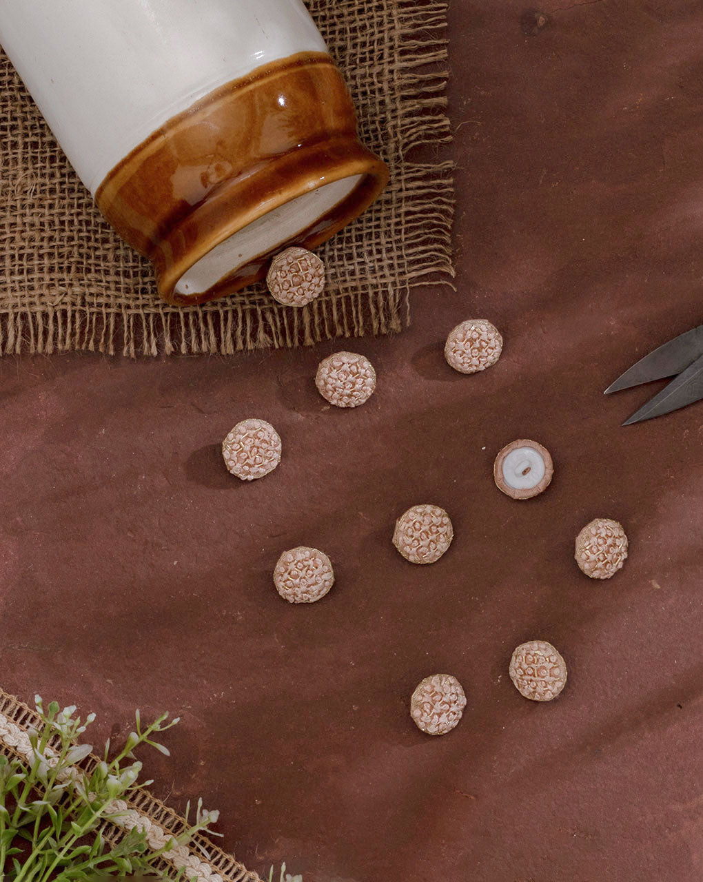French Knot Hand Embroiderd Button ( Single Piece ) - Fabriclore.com