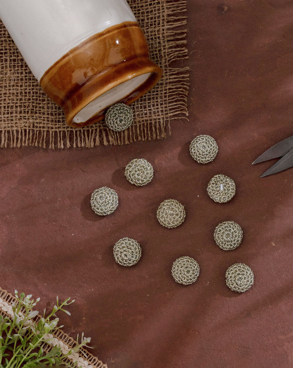French Knot Hand Embroiderd Button ( Single Piece ) - Fabriclore.com