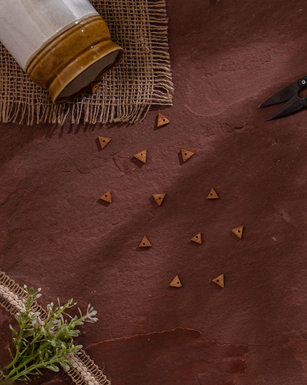 Triangle Wood Button ( Set Of 5 )