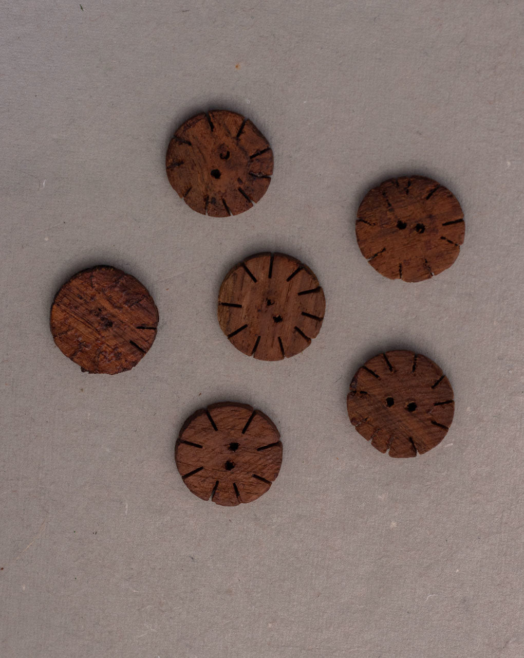 Hand Carved Round Wood Button ( Set Of 5 )