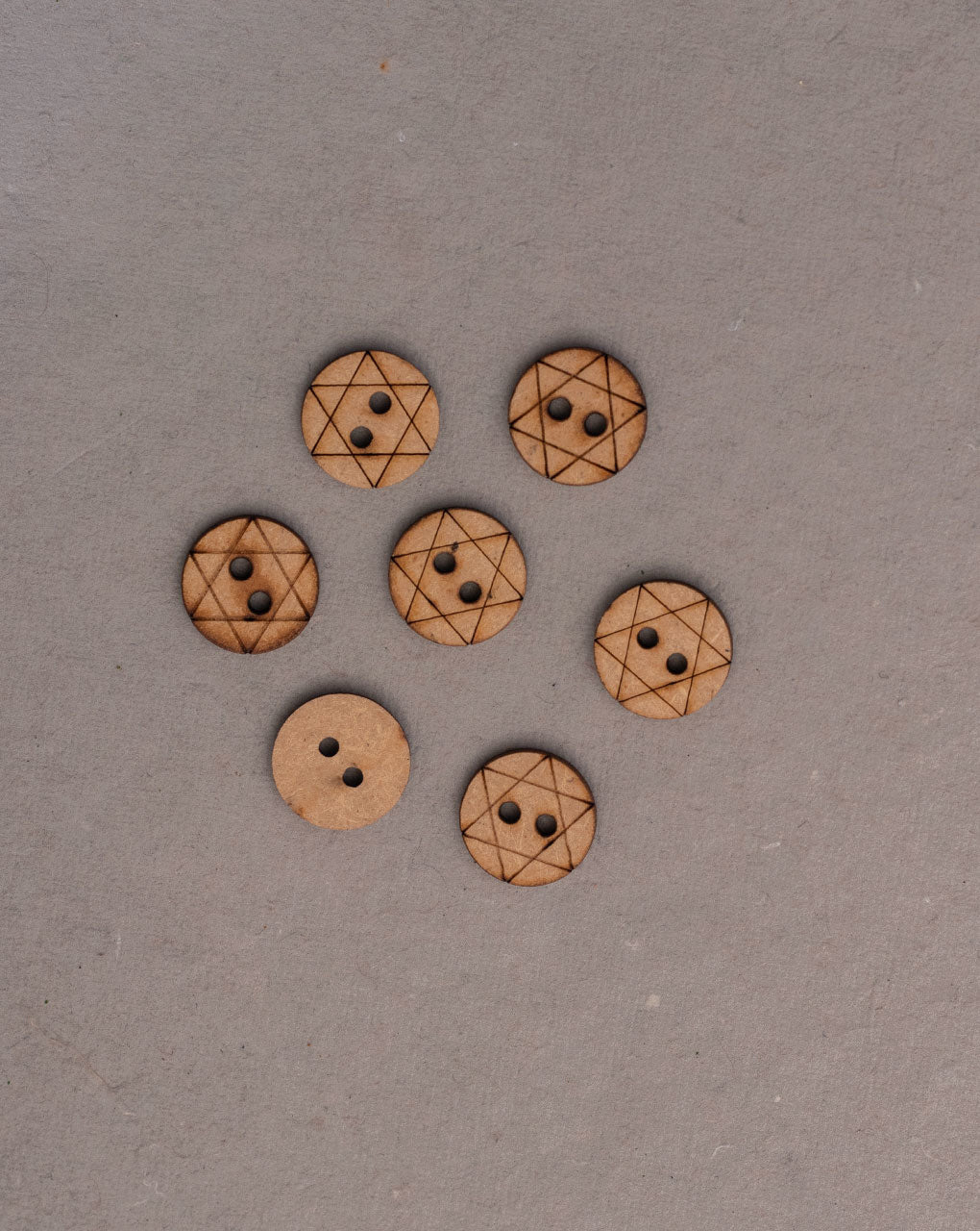 Hand Carved Round Wood Button ( Set Of 6 )