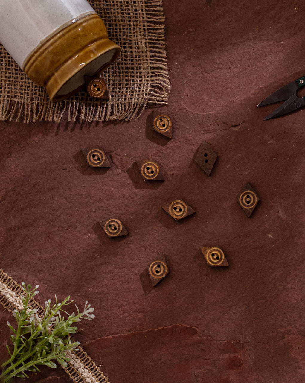 Hand Carved Wood Button ( Set Of 5 )
