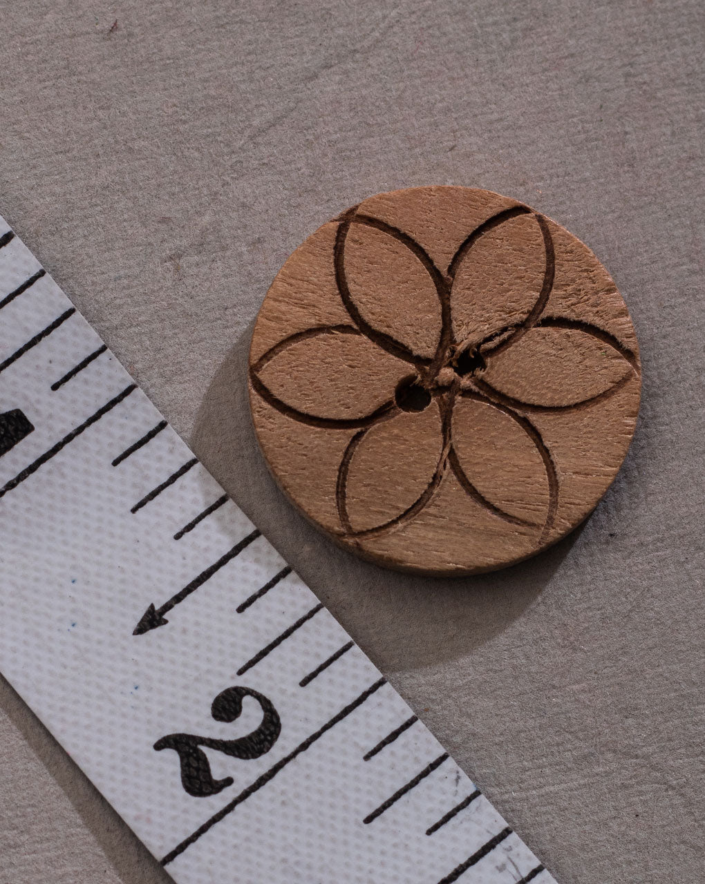 Hand Carved Round Wood Button ( Set Of 5 )