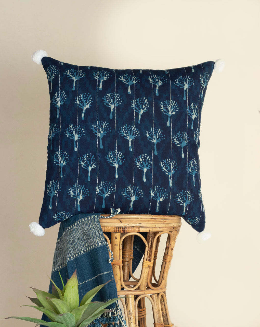 Hand Crafted Akola Rayon Modal Cushion Cover ( 20X20 Inches ) - Fabriclore.com