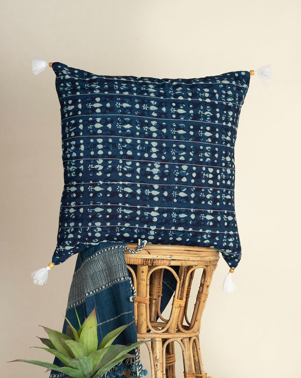 Hand Crafted Akola Rayon Modal Cushion Cover ( 20X20 Inches ) - Fabriclore.com