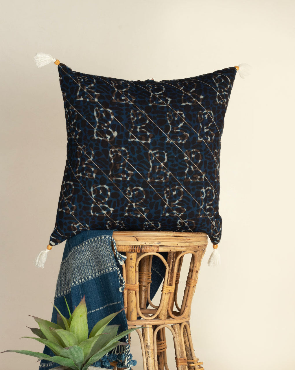 Hand Crafted Akola Rayon Modal Cushion Cover ( 18X18 Inches ) - Fabriclore.com