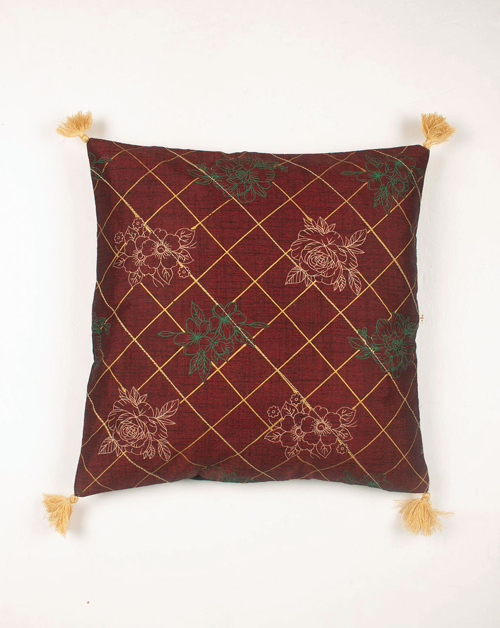 Hand Crafted Rayon Cushion Cover ( 16X16 Inches ) - Fabriclore.com