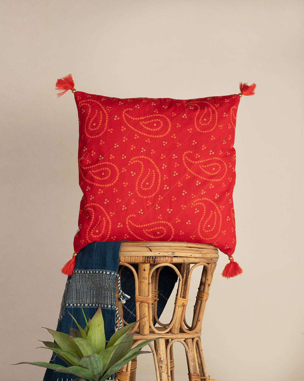 Hand Crafted Cotton Cushion Cover ( 16X16 Inches ) - Fabriclore.com