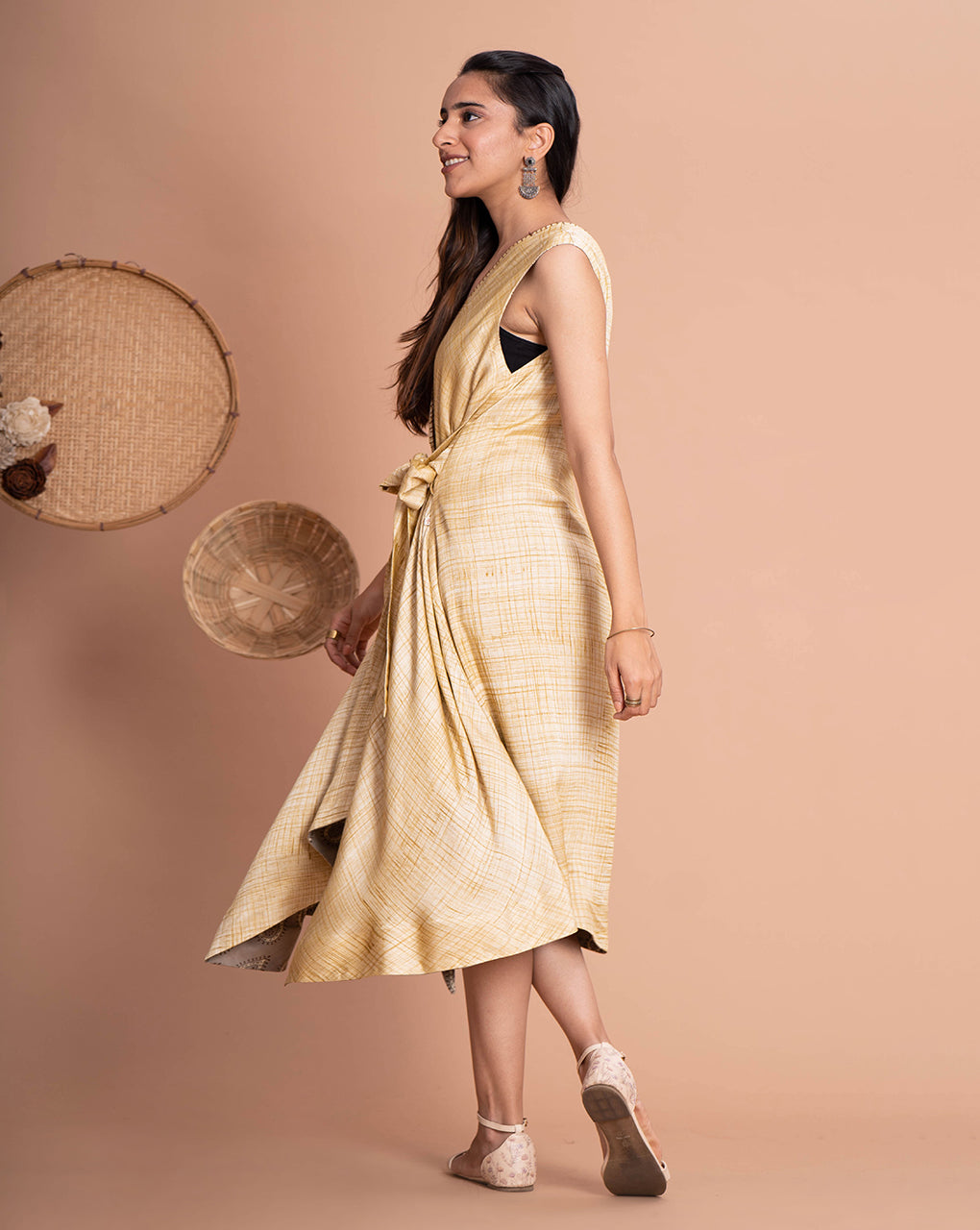 Urvi Reversible Wraparound Dress - Fabriclore.com