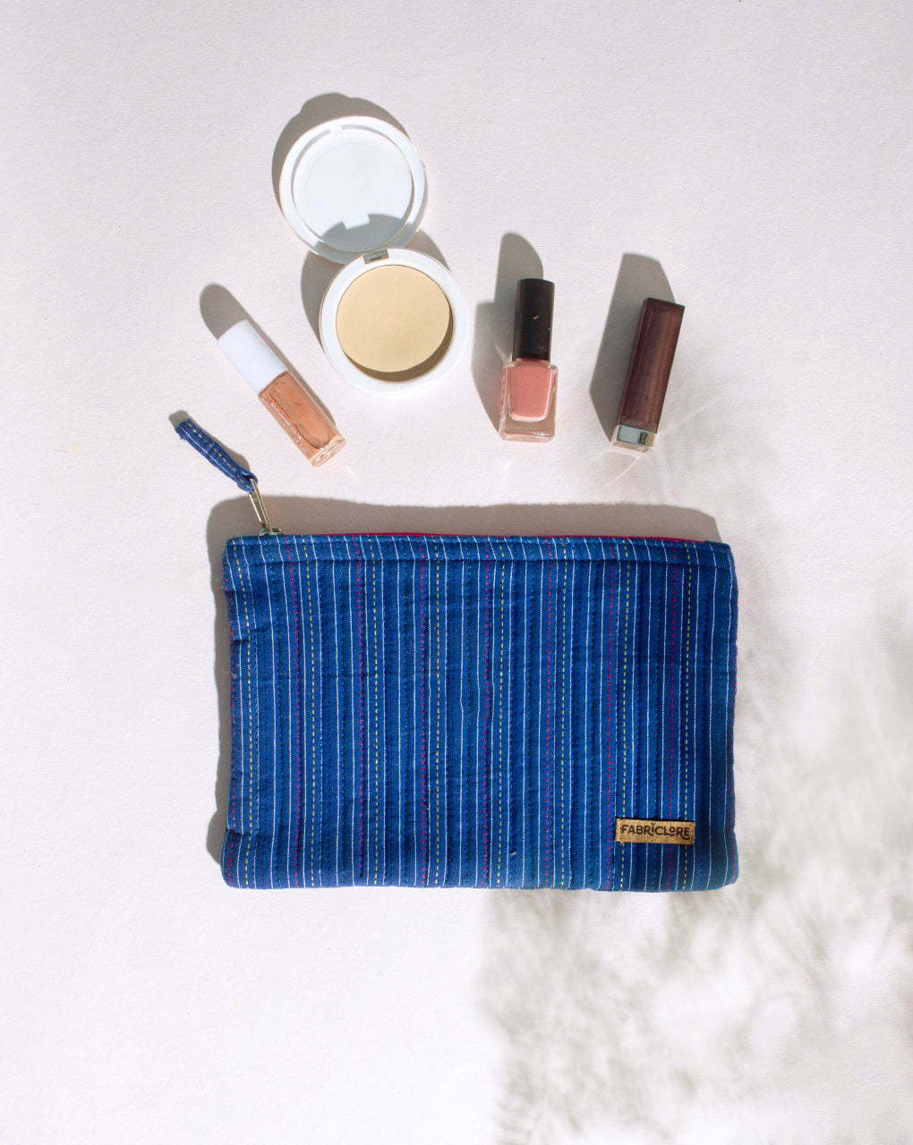 Upcycled Kantha Stripes Pouch - Fabriclore.com