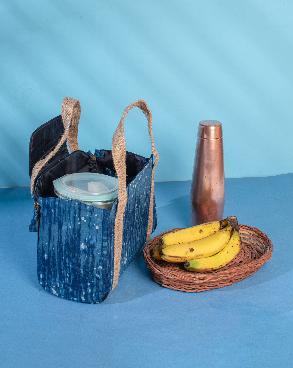 Multi-Utility Indigo Lunch Bag - Fabriclore.com