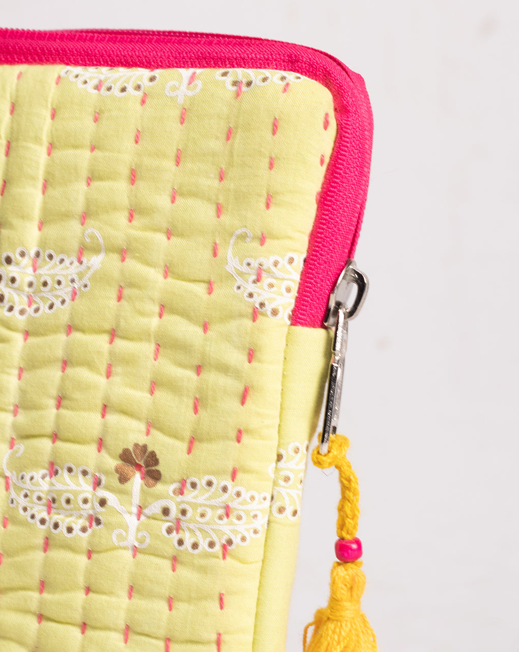 Floral Kantha Quilted Laptop Sleeve - Fabriclore.com