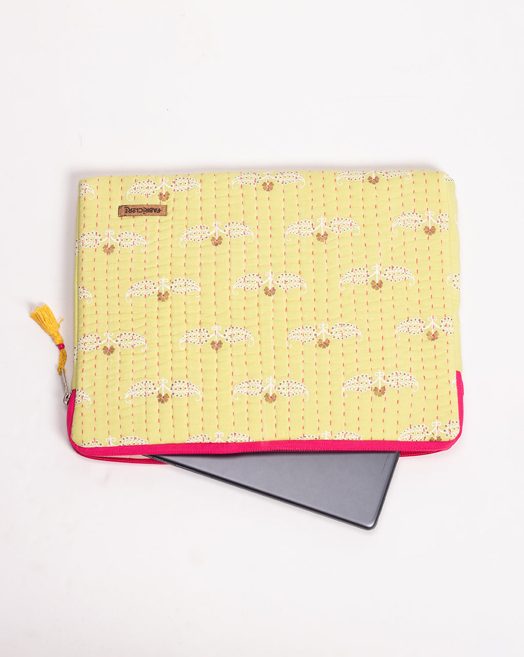 Floral Kantha Quilted Laptop Sleeve - Fabriclore.com