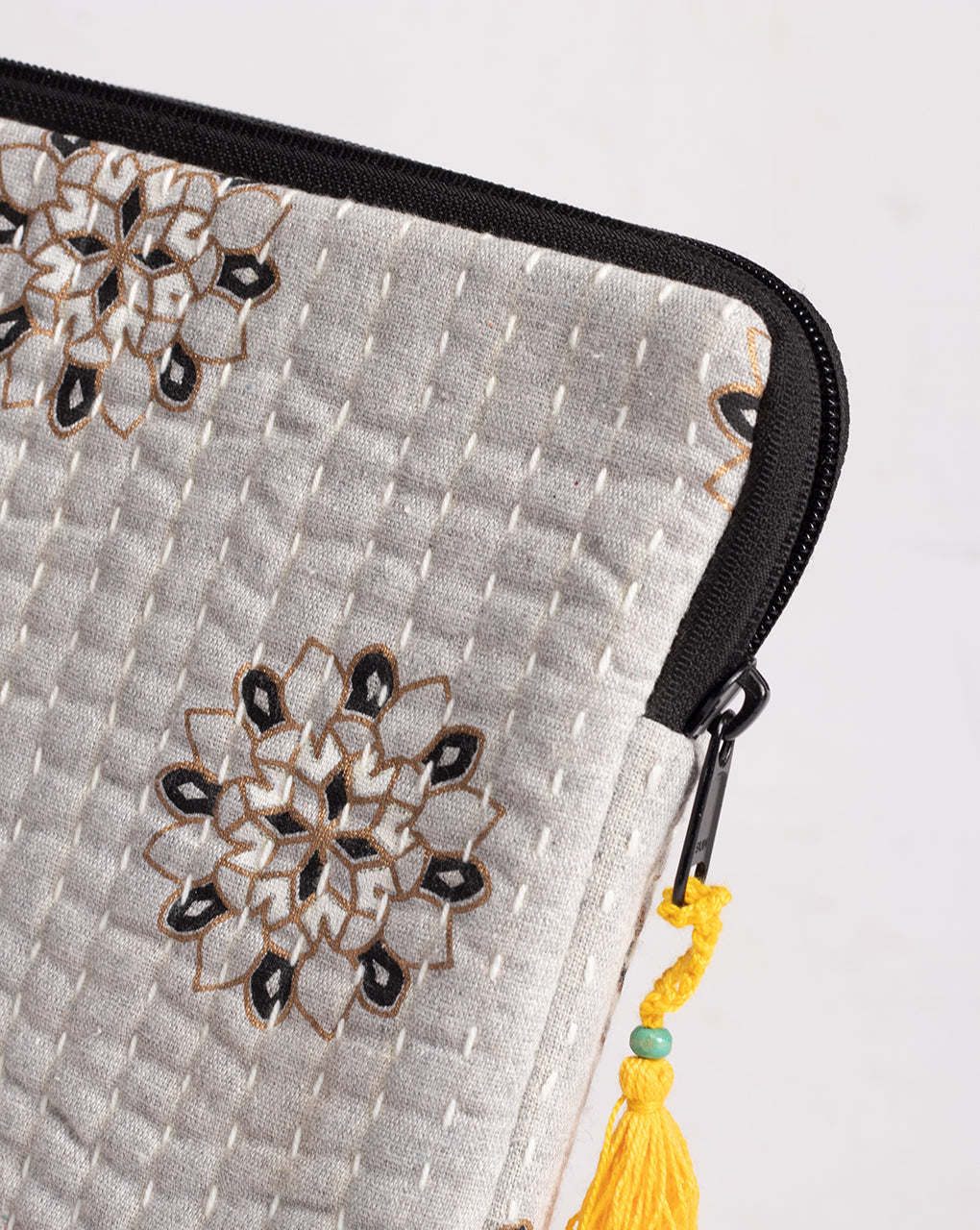 Floral Kantha Quilted Laptop Sleeve - Fabriclore.com