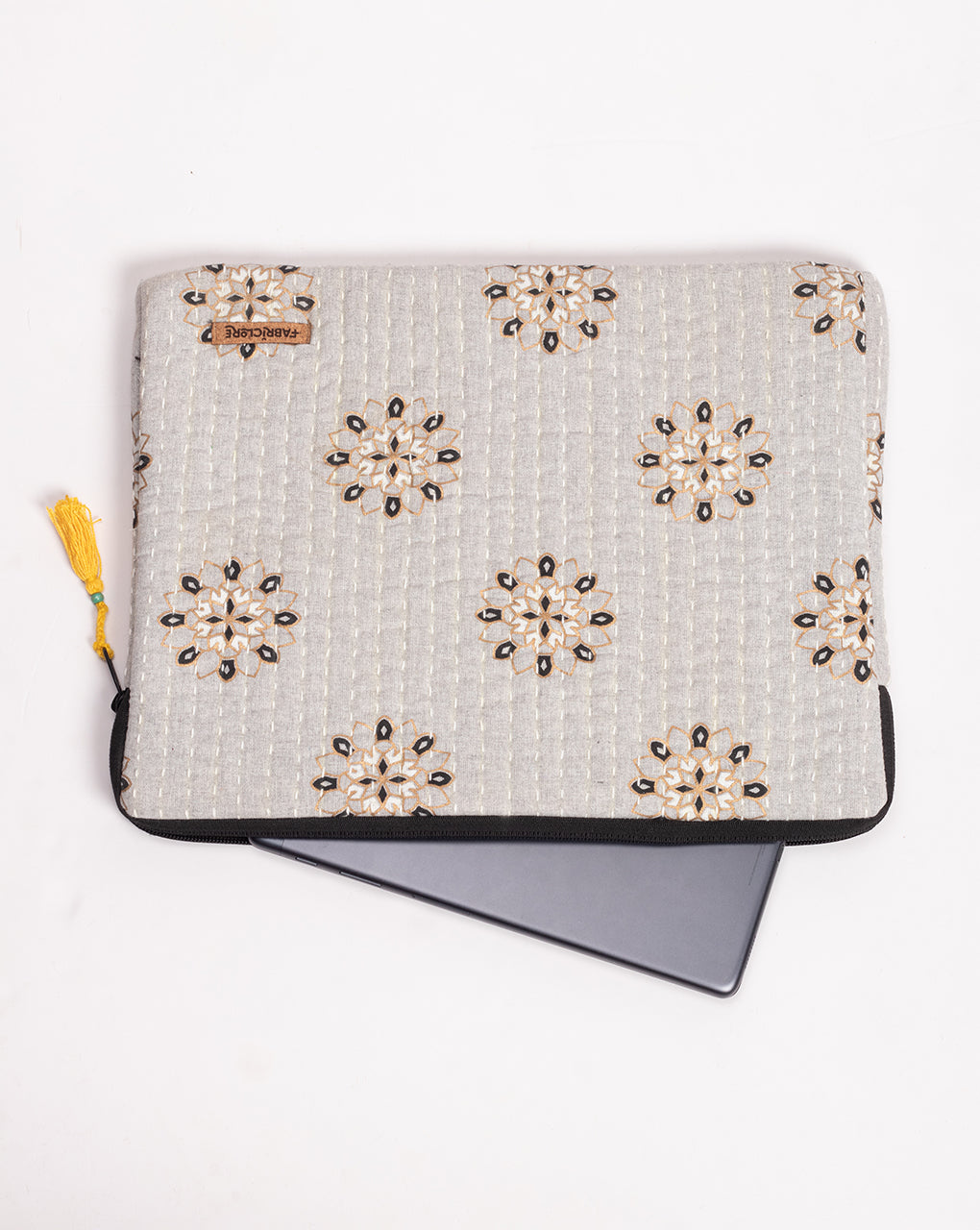Floral Kantha Quilted Laptop Sleeve - Fabriclore.com