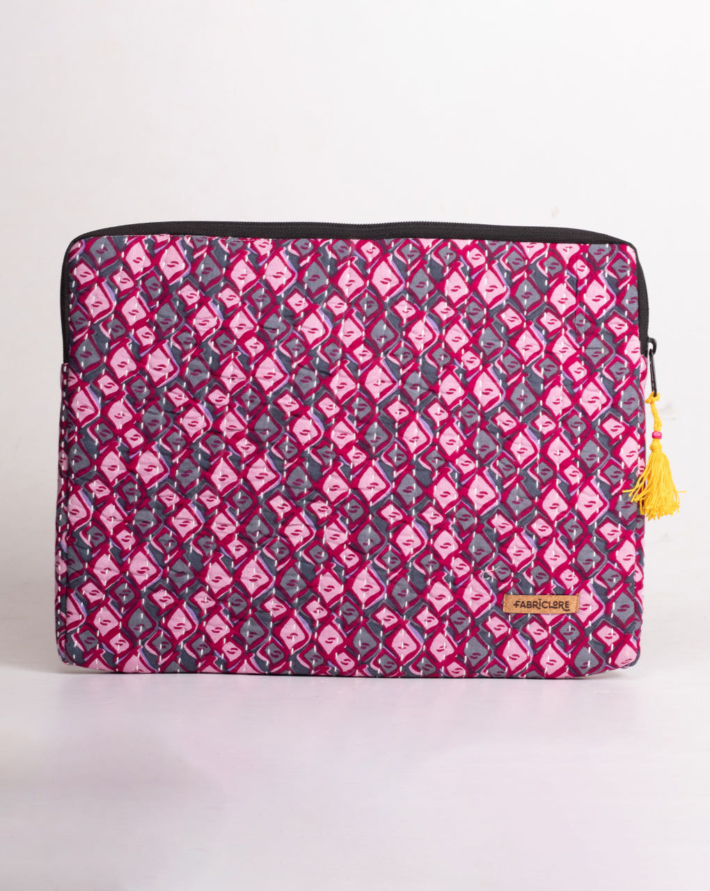 Geometric Kantha Quilted Laptop Sleeve - Fabriclore.com