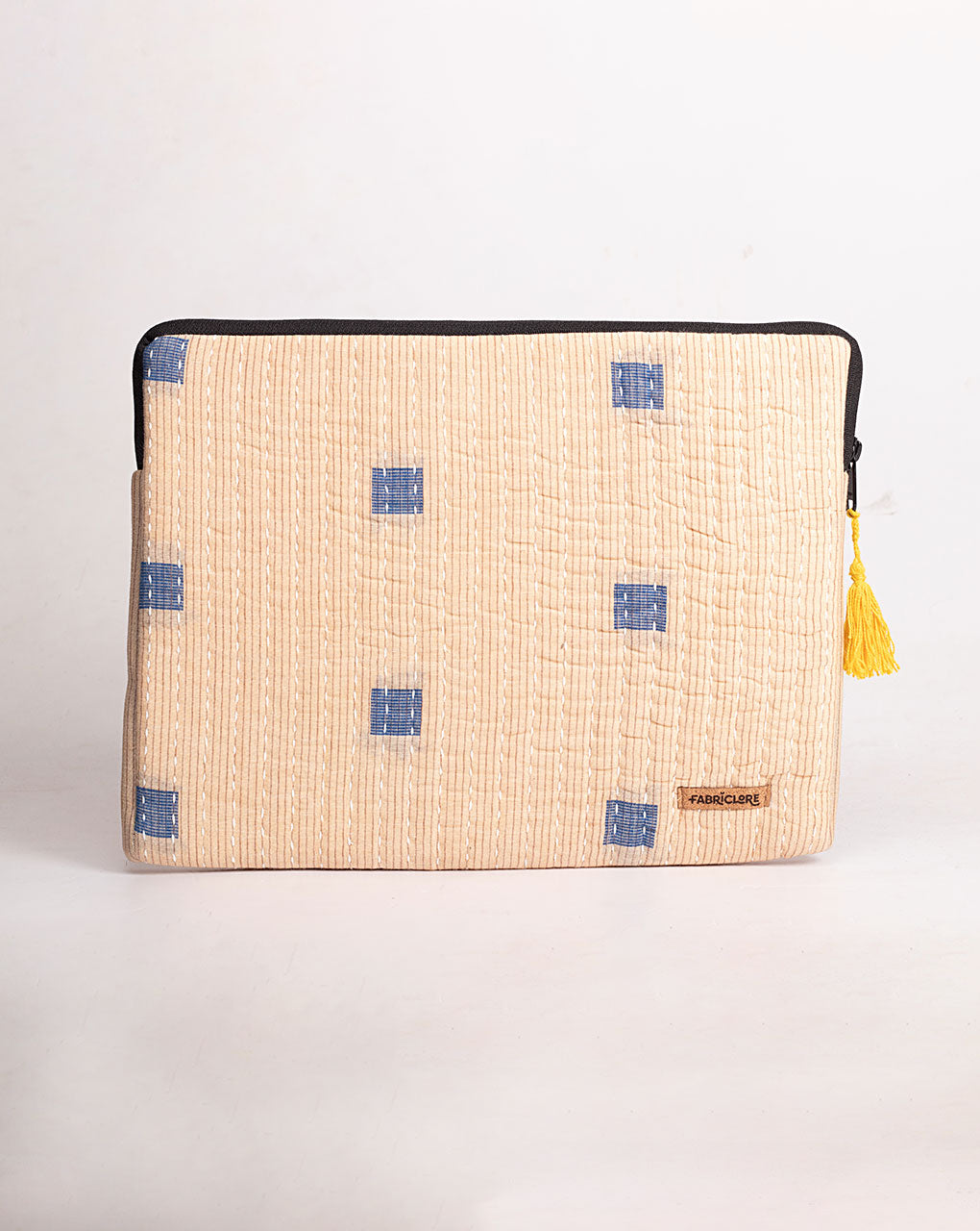 Geometric Kantha Quilted Laptop Sleeve - Fabriclore.com