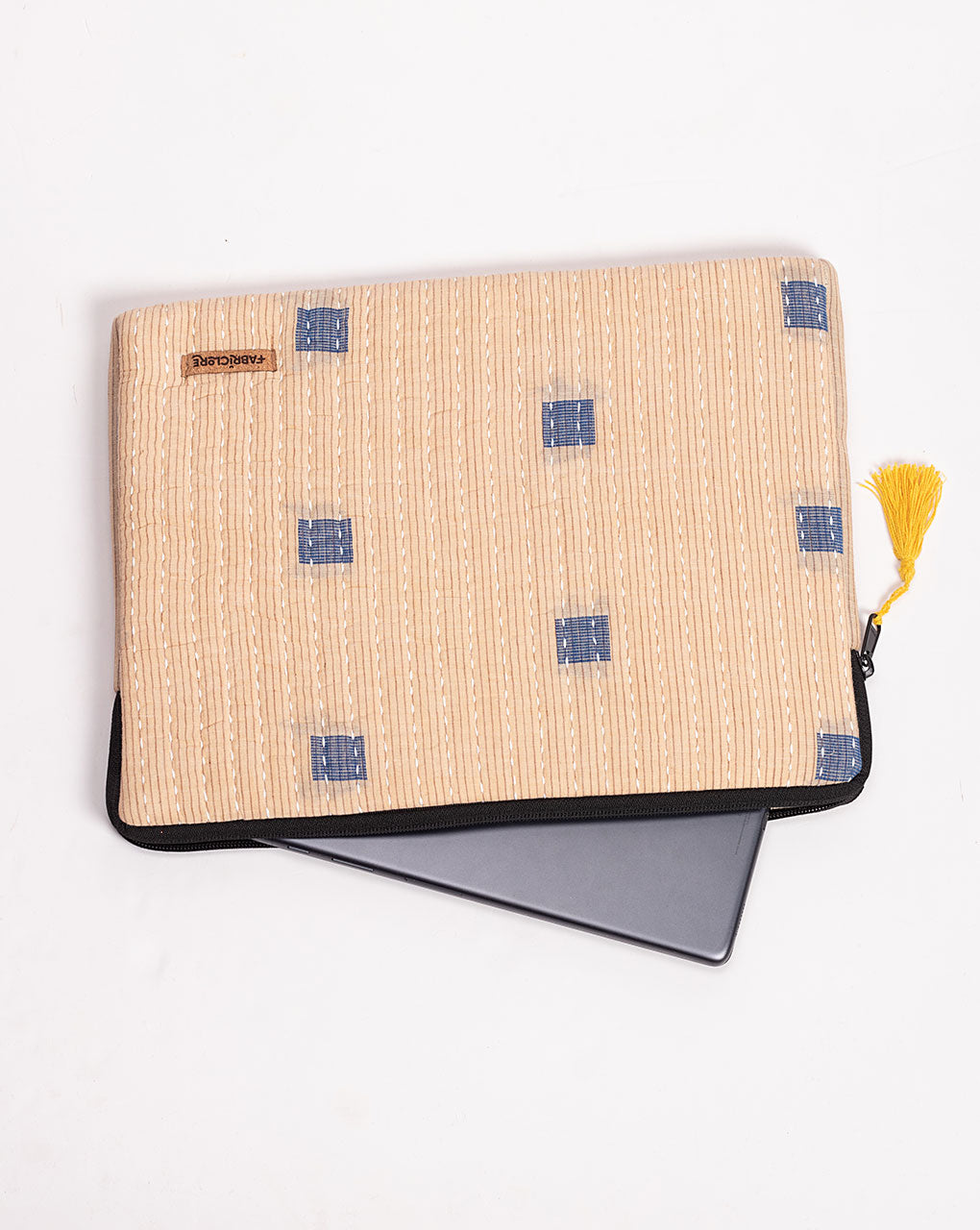 Geometric Kantha Quilted Laptop Sleeve - Fabriclore.com