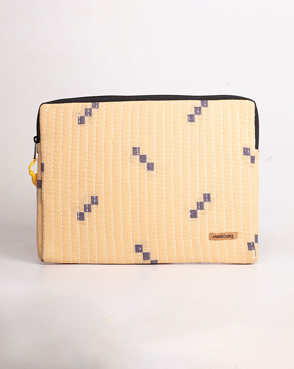 Geometric Kantha Quilted Laptop Sleeve - Fabriclore.com