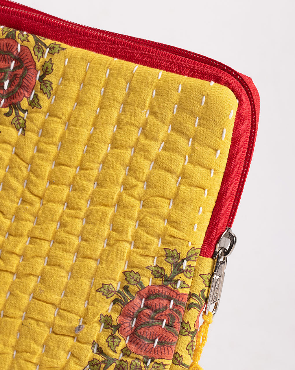 Floral Kantha Quilted Laptop Sleeve - Fabriclore.com