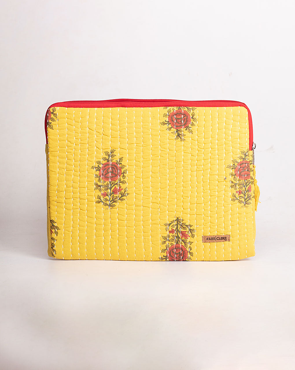 Floral Kantha Quilted Laptop Sleeve - Fabriclore.com
