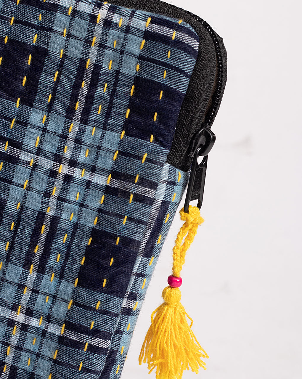 Checks Kantha Quilted Laptop Sleeve - Fabriclore.com