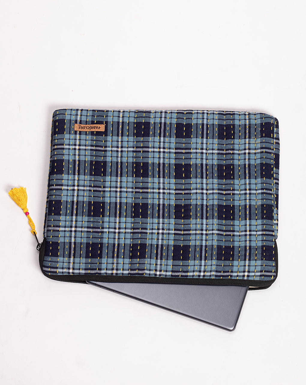 Checks Kantha Quilted Laptop Sleeve - Fabriclore.com