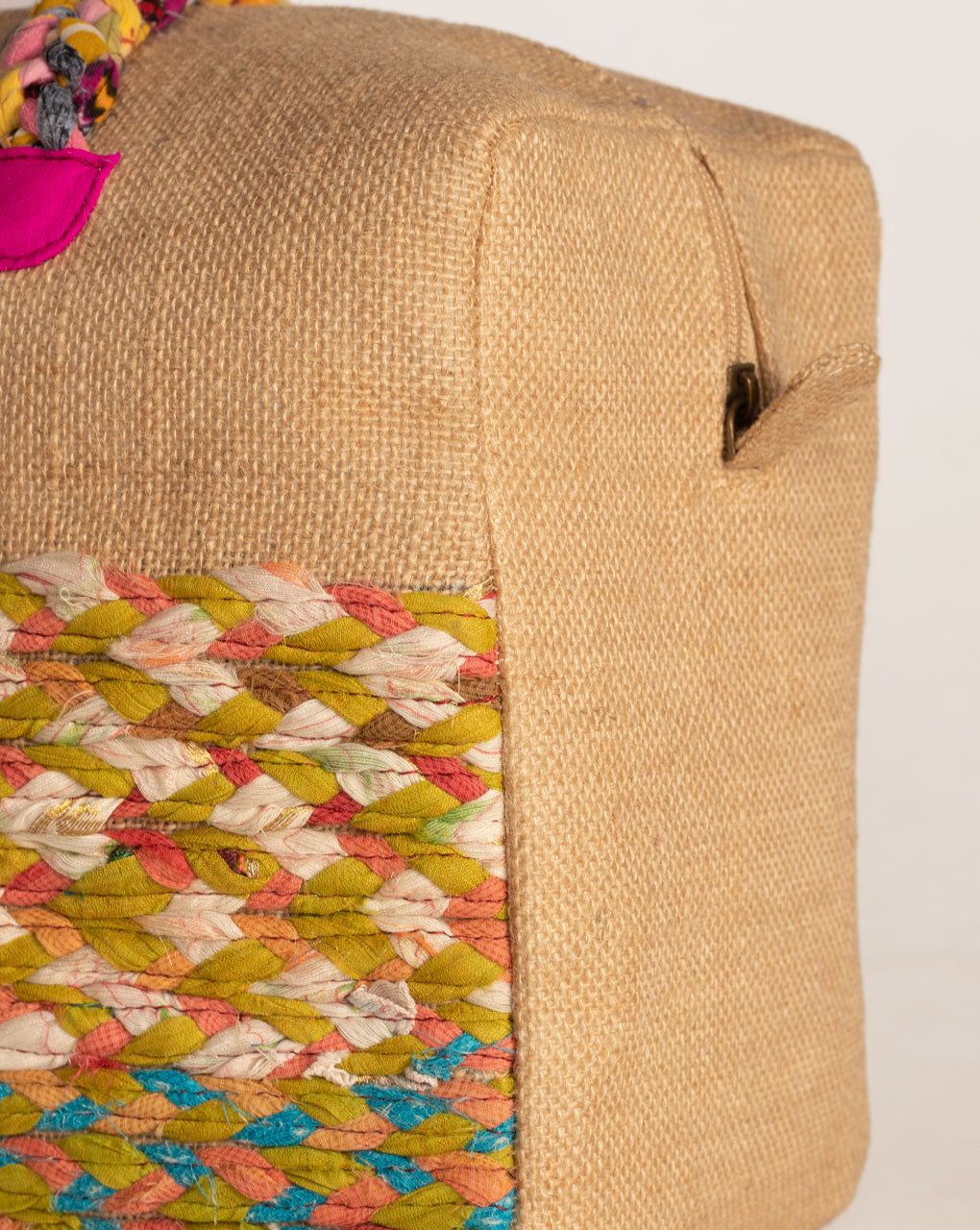 Up-Cycled Fabric Jute Duffel Handbag - Fabriclore.com