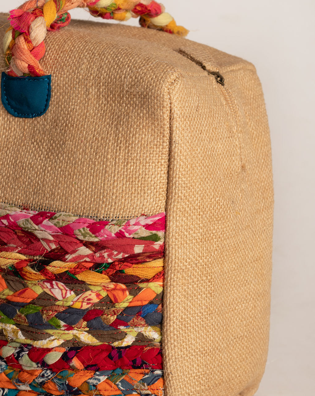 Up-Cycled Fabric Jute Duffel Handbag - Fabriclore.com