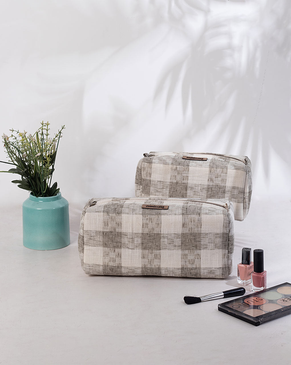 Checks Handcrafted Organiser Bag ( Set Of 2 ) - Fabriclore.com