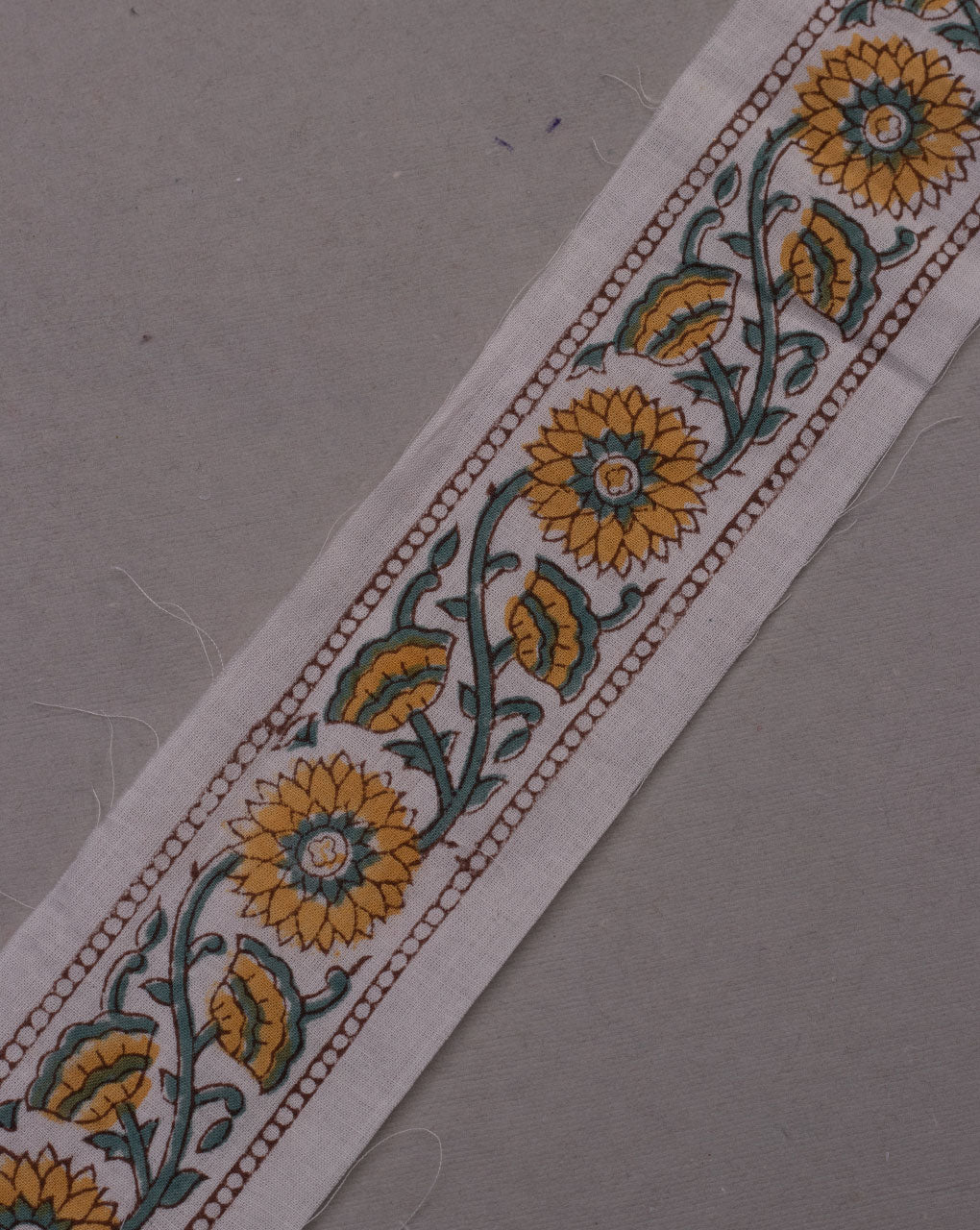 Yellow Cotton Handblock Cotton Lace - Fabriclore.com