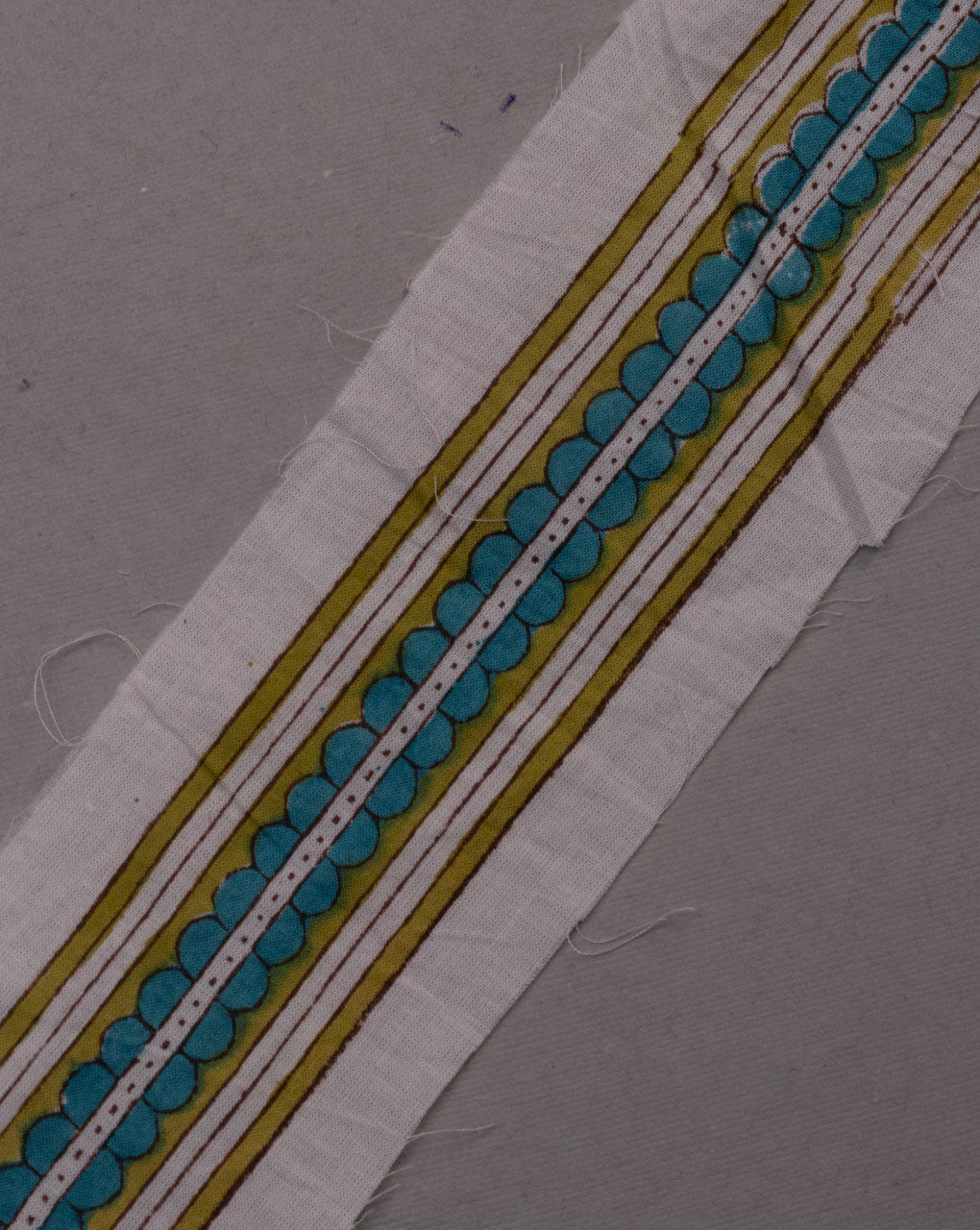 Turquoise Cotton Handblock Cotton Lace - Fabriclore.com